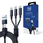 Kábel USB-A/USB-C na USB-C/Micro/Lightning 1.5m - 3mk Hyper Cable 3in1™ Čierny