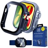 Puzdro so sklom z tvrdeného skla na Apple Watch Ultra/ Ultra 2/ Ultra 3 - 3mk Satin Armor WatchCase+™ Black