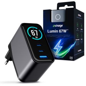 Sieťová nabíjačka s TFT displejom QC 4+ PPS USB-C USB-A 3mk incharge® Lumin 67W™