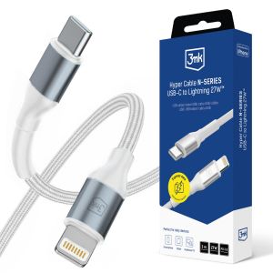 USB kábel 1m 27W 9V/3A PD 3.0 3mk Hyper Cable N-SERIES USB-C to Lightning 27W™ White