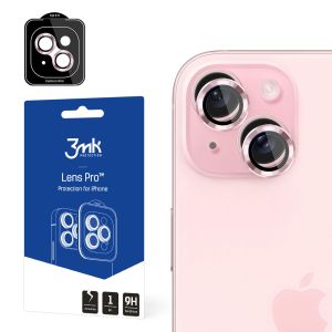Sú tvrdené sklo na objektív fotoaparátu pre Apple iPhone 15 - 3mk Lens Protection Pro Pink