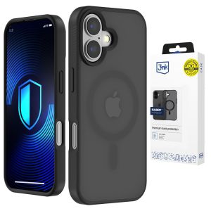 Dymové puzdro s MagSafe pre Apple iPhone 16 – 3mk HARDY® Hazy MagCase™ Black