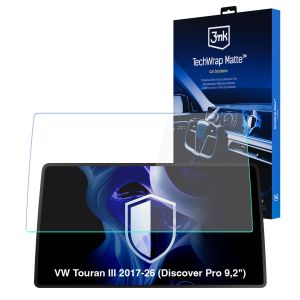 Matná ochranná fólia na displej navigácie pre VW Touran III 2017-26 (Discover Pro 9,2") – 3mk TechWrap Matte™ Center Display