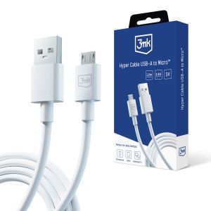 Kábel USB-A na Micro 12W 2,4A 1,2 m - 3mk Hyper Cable White