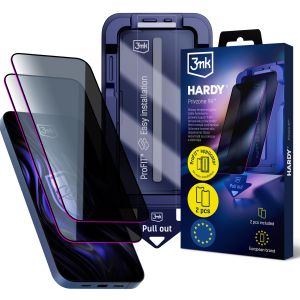 2x Tvrdené súkromné sklo s aplikátorom pre Apple iPhone 15/16 - 3mk HARDY® Privzone 9H™
