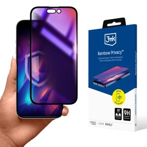 Súkromné tvrdené sklo na Apple iPhone 16 - 3mk Rainbow Privacy