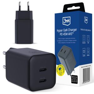 Ładowarka 45W - Black - 3mk Hyper GaN Charger PD 45W AVS™ QC4+ PD PPS FCP SCP Black