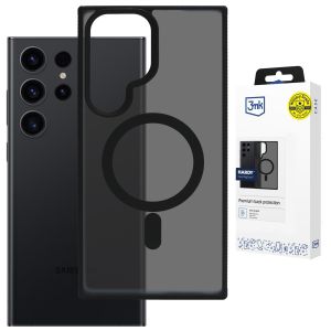 Priesvitný kryt s MagSafe na Samsung Galaxy S22 Ultra 5G - 3mk HARDY® Hazy MagCase™ Black