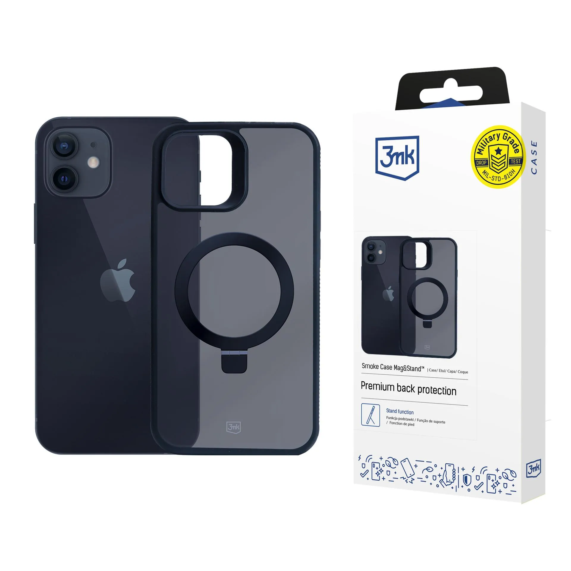 Puzdro na Apple iPhone 12/12 Pro - 3mk Smoke Case Mag&Stand
