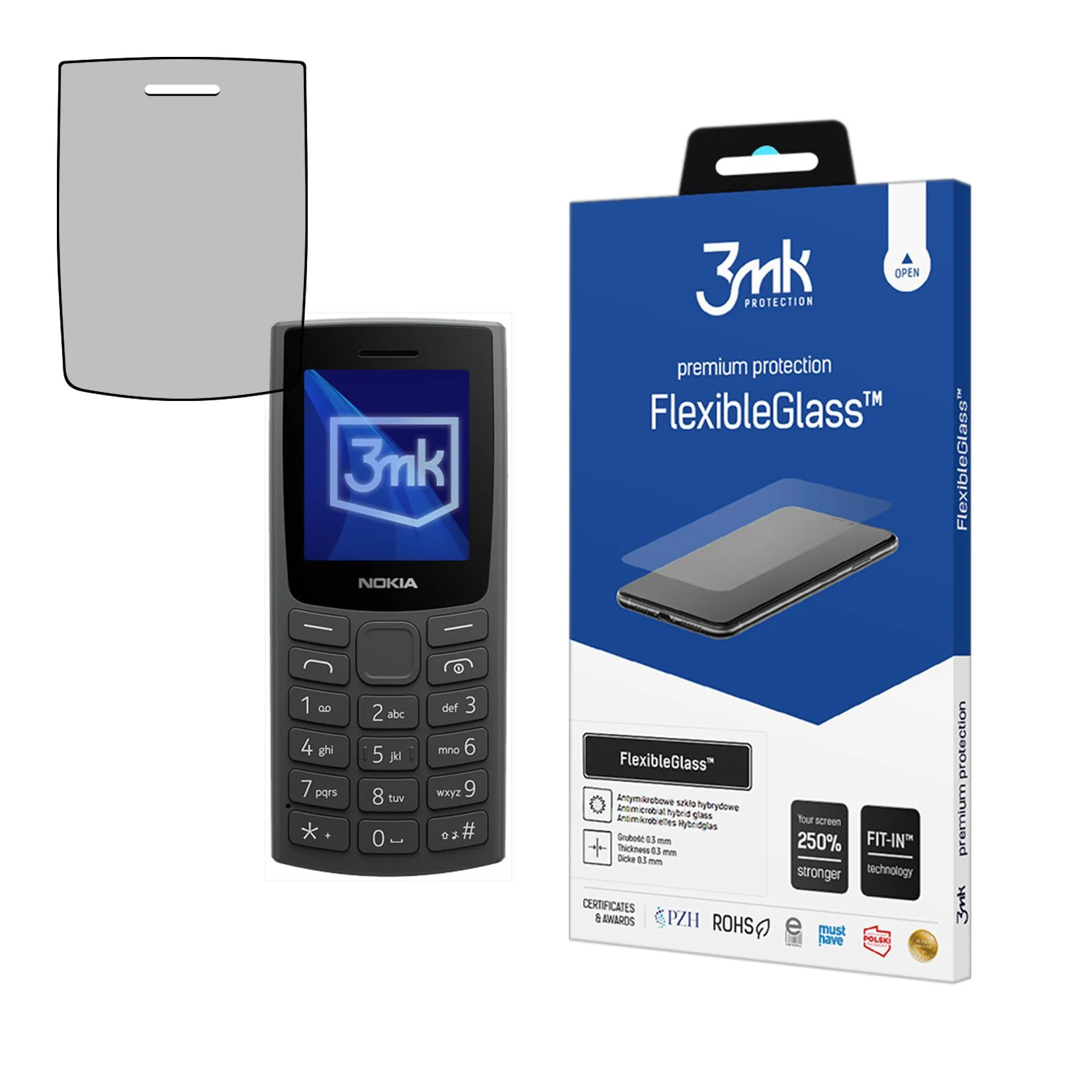 Nerozbitné hybridné sklo na Nokia 105 (2023) - 3mk FlexibleGlass™