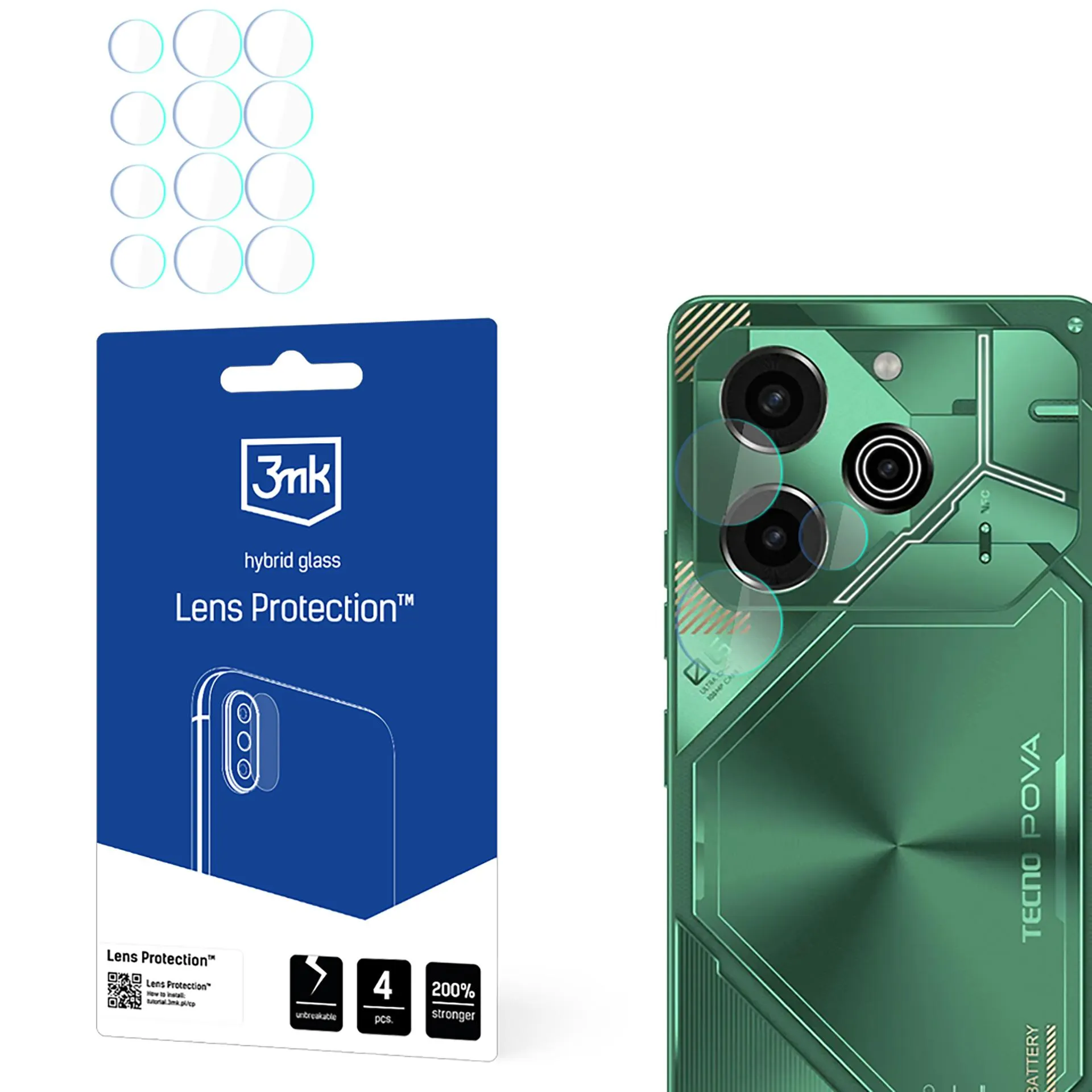 Sklo na objektív fotoaparátu pre Tecno POVA 6 Pro - 3mk Lens Protection